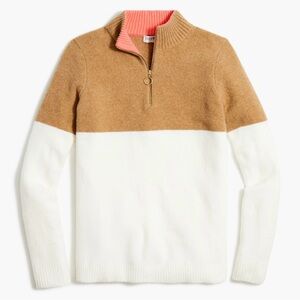 J Crew Colorblock Half-Zip Sweater L